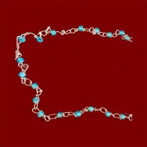 HANDMADE silver and turquoise beaded necklace